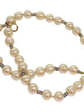 CHANEL Pearl Bracelet metal White CC